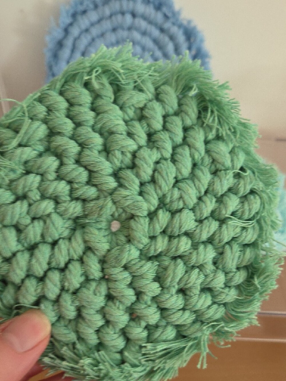 Braided Aqua Storage Basket with Assorted Fringe Coasters...set Of 6 - Picture 5 of 5